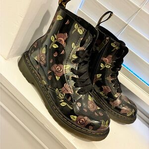 Dr. Martens Black Floral Kids Boots